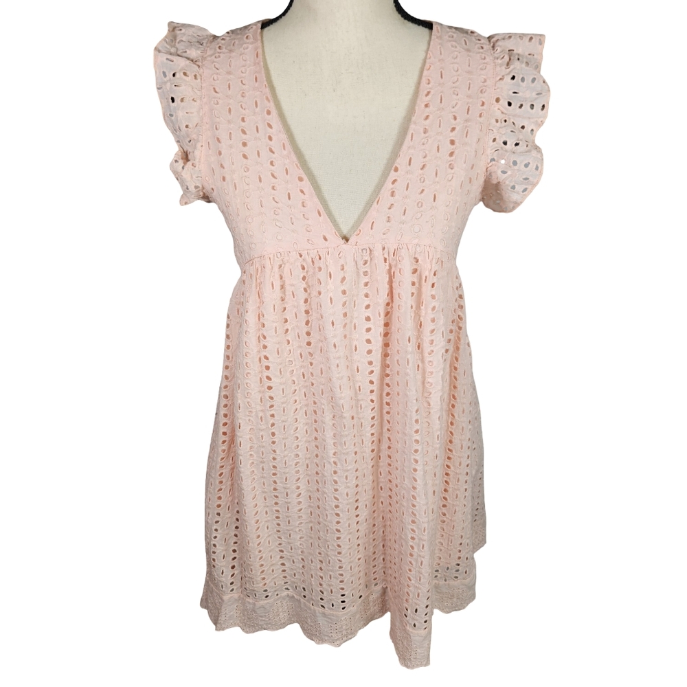 Sway Into Style Eyelet Romper Dress, Light Pink, XS, NWOT
